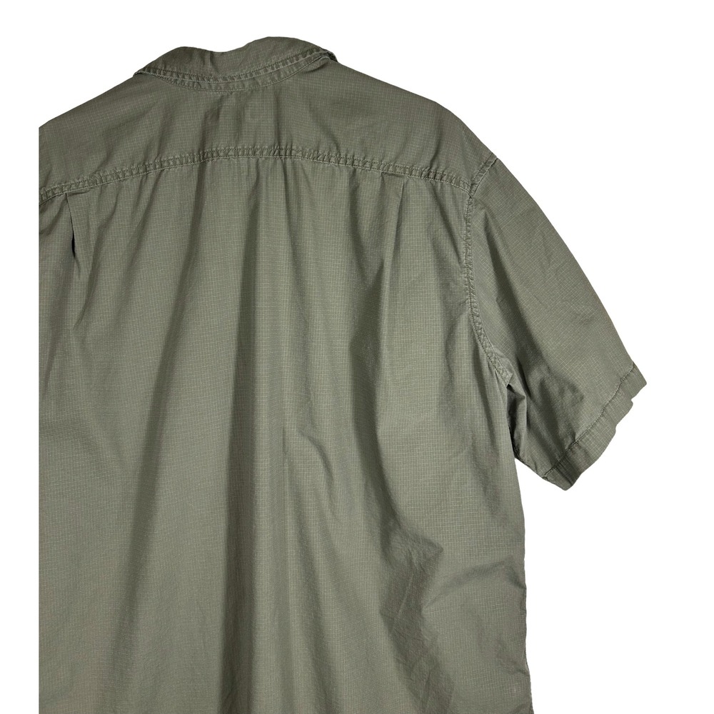 Eddie Bauer Mens Olive Green Ripstop Short Sleeve Button Down Utility Shirt 2XL - Picture 4 of 8